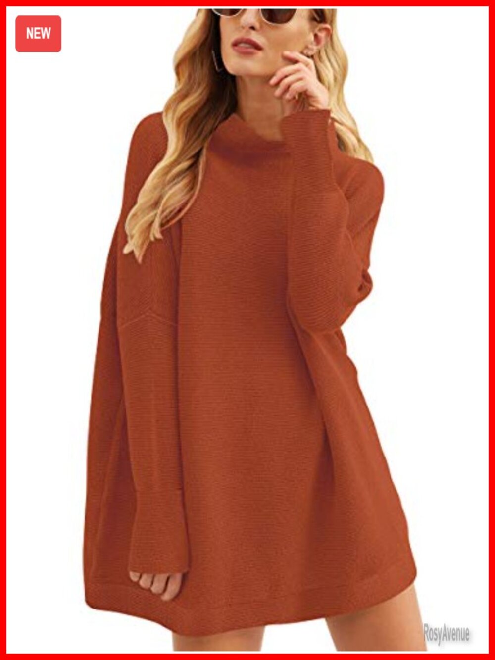 Oversized Turtleneck Tunic Sweater Long Sleeve Pullover